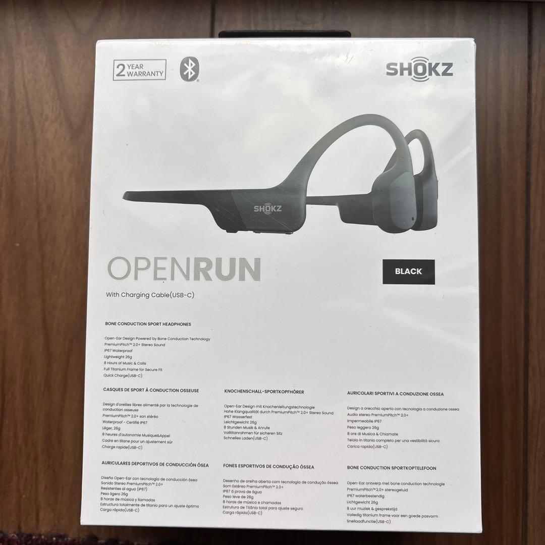 SHOKZ OPENRUN 骨伝導イヤホン ブラック
