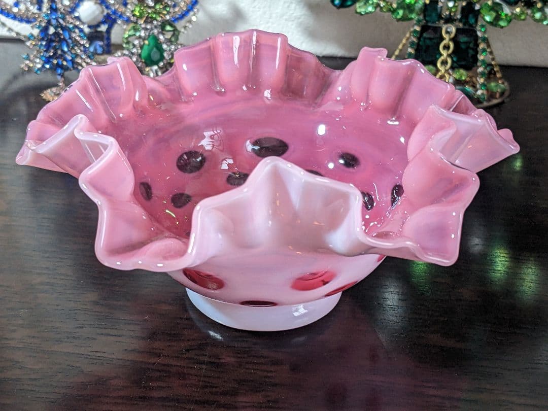 フェントン　ドット　クランベリーフリルボウル　お値下げ中