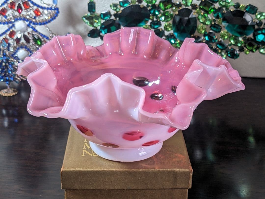 フェントン　ドット　クランベリーフリルボウル　お値下げ中