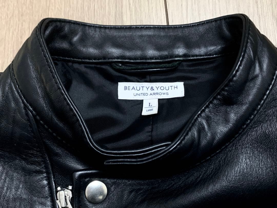 Lサイズ★ BEAUTY & YOUTH 羊革 シープレザー シングルライダース