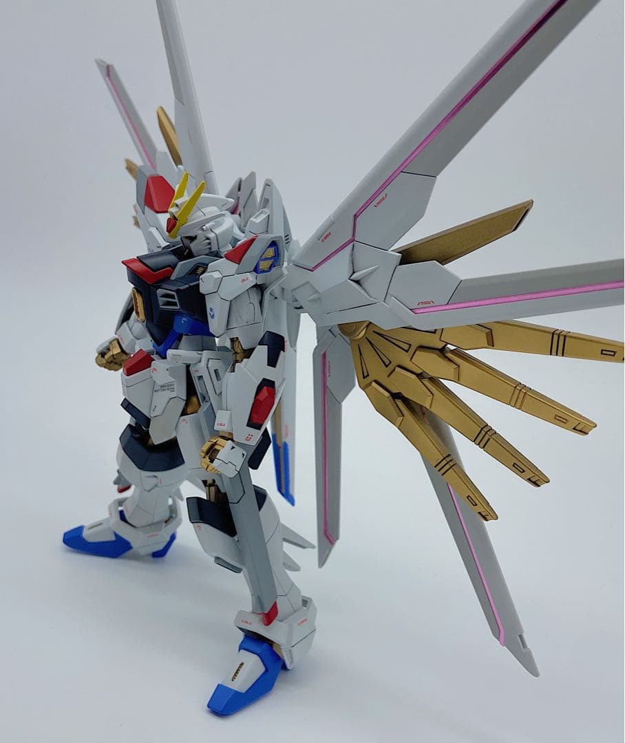 HGマイティーストライクフリーダムガンダム　全塗装　完成品　スタンド付き