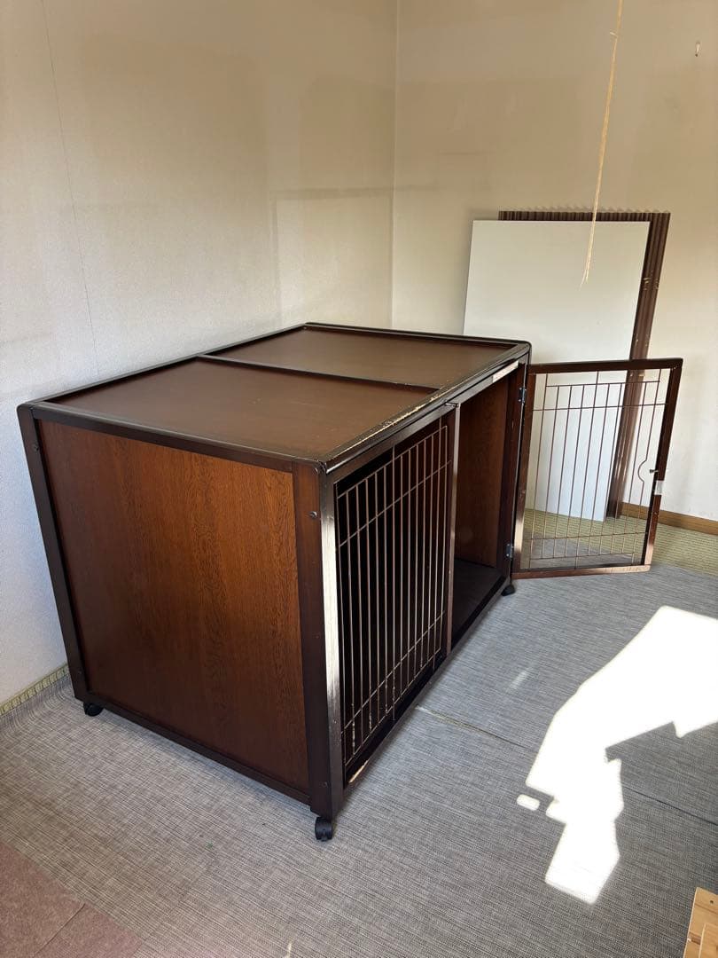 木製犬用ケージ ブラウン 大型犬用