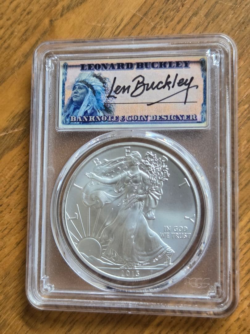 (MS70)アメリカ合衆国　シルバー イーグル銀貨　2013 S サイン入り