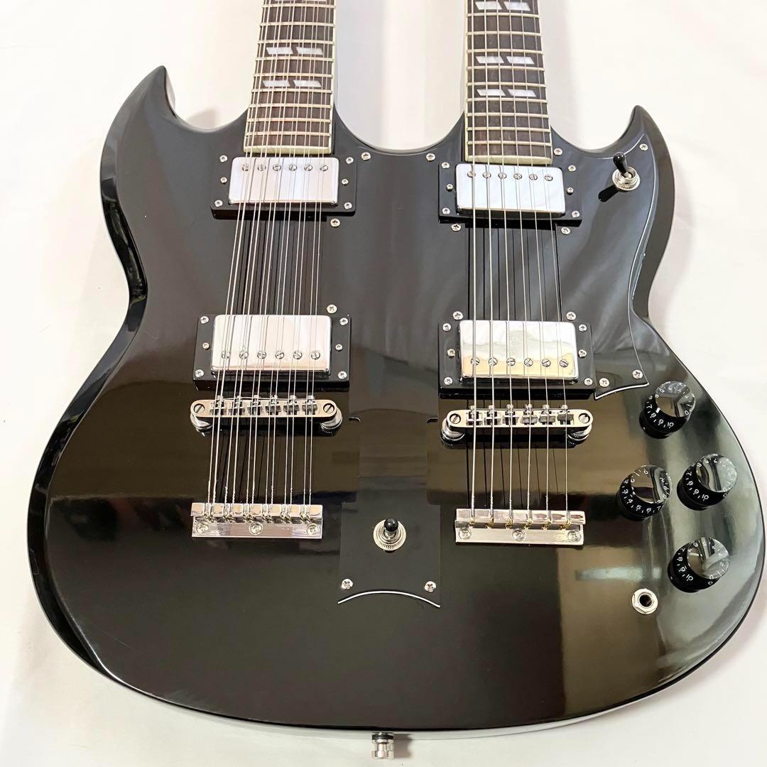 【希少】12弦×6弦 ダブルネック エレキギター ブラック ハードケース付き