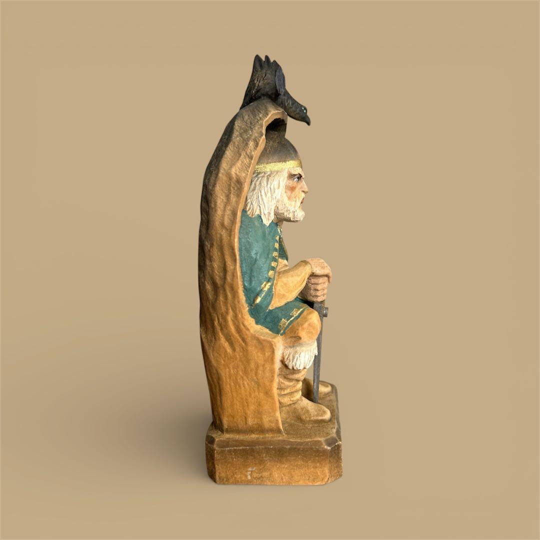 ノルウェー　ヘニング 木彫り　北欧神　オーディン　ヴィンテージ HENNING