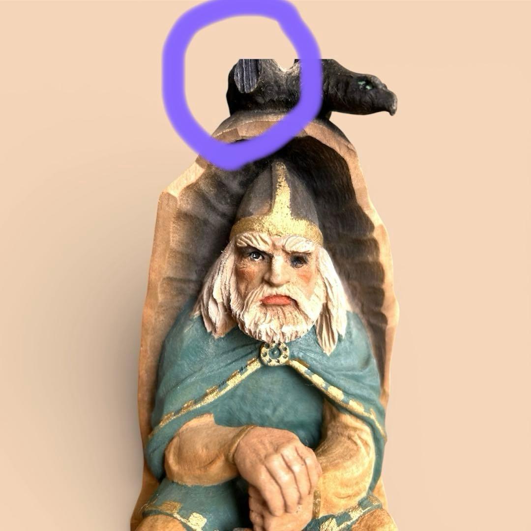 ノルウェー　ヘニング 木彫り　北欧神　オーディン　ヴィンテージ HENNING