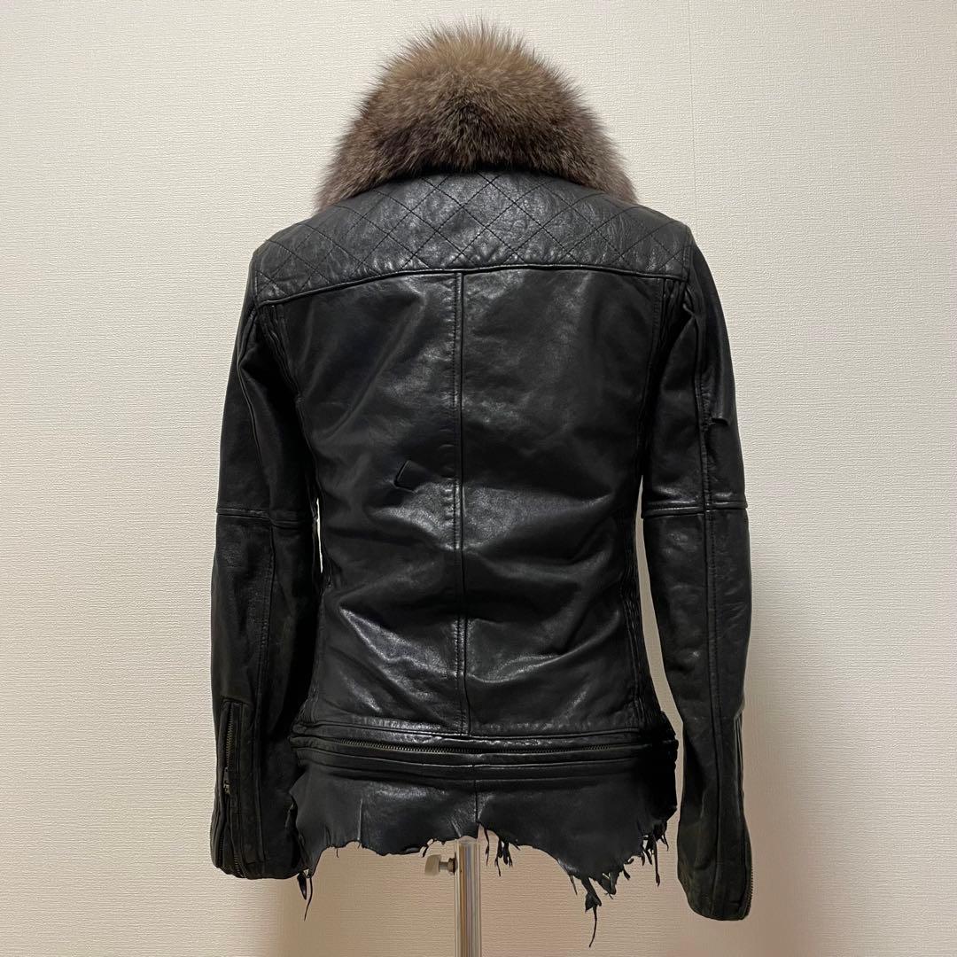 ジャケット・アウター 00s japanese label fur leather jacket BL