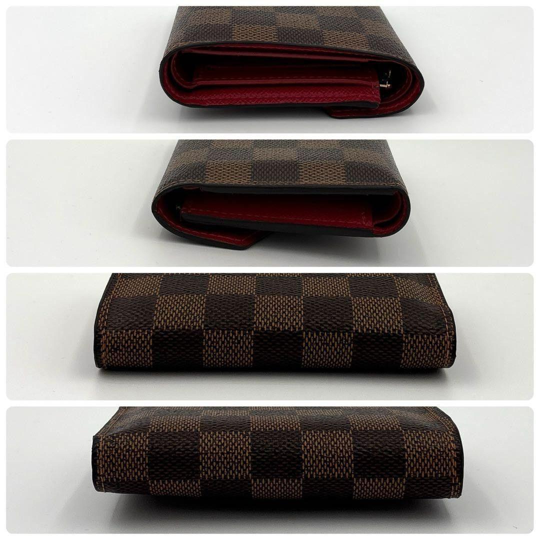 超美品★ルイヴィトン ダミエ ヴィクトリーヌ コクリコ レッド 三つ折り財布