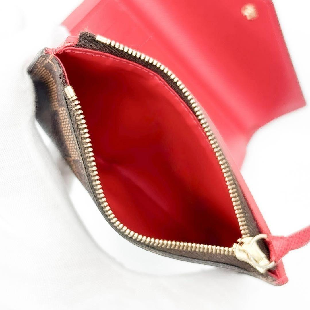 超美品★ルイヴィトン ダミエ ヴィクトリーヌ コクリコ レッド 三つ折り財布