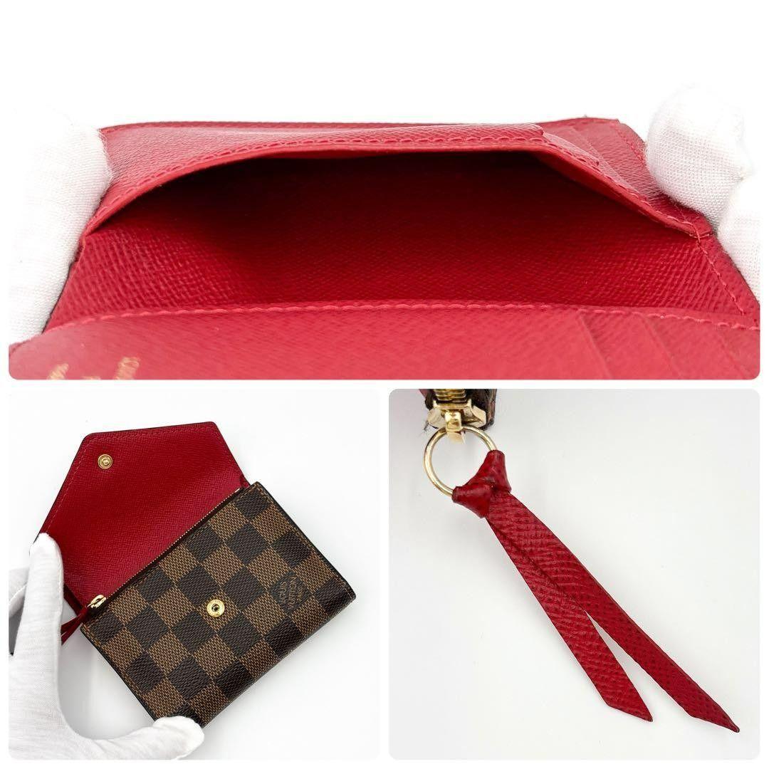 超美品★ルイヴィトン ダミエ ヴィクトリーヌ コクリコ レッド 三つ折り財布