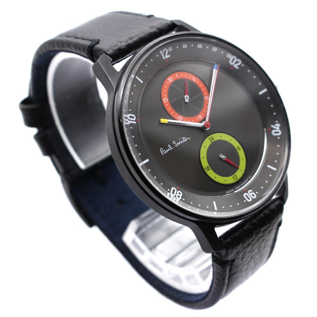 美品 ポールスミス 腕時計 2019本限定品 メンズ ブラック レザーベルト