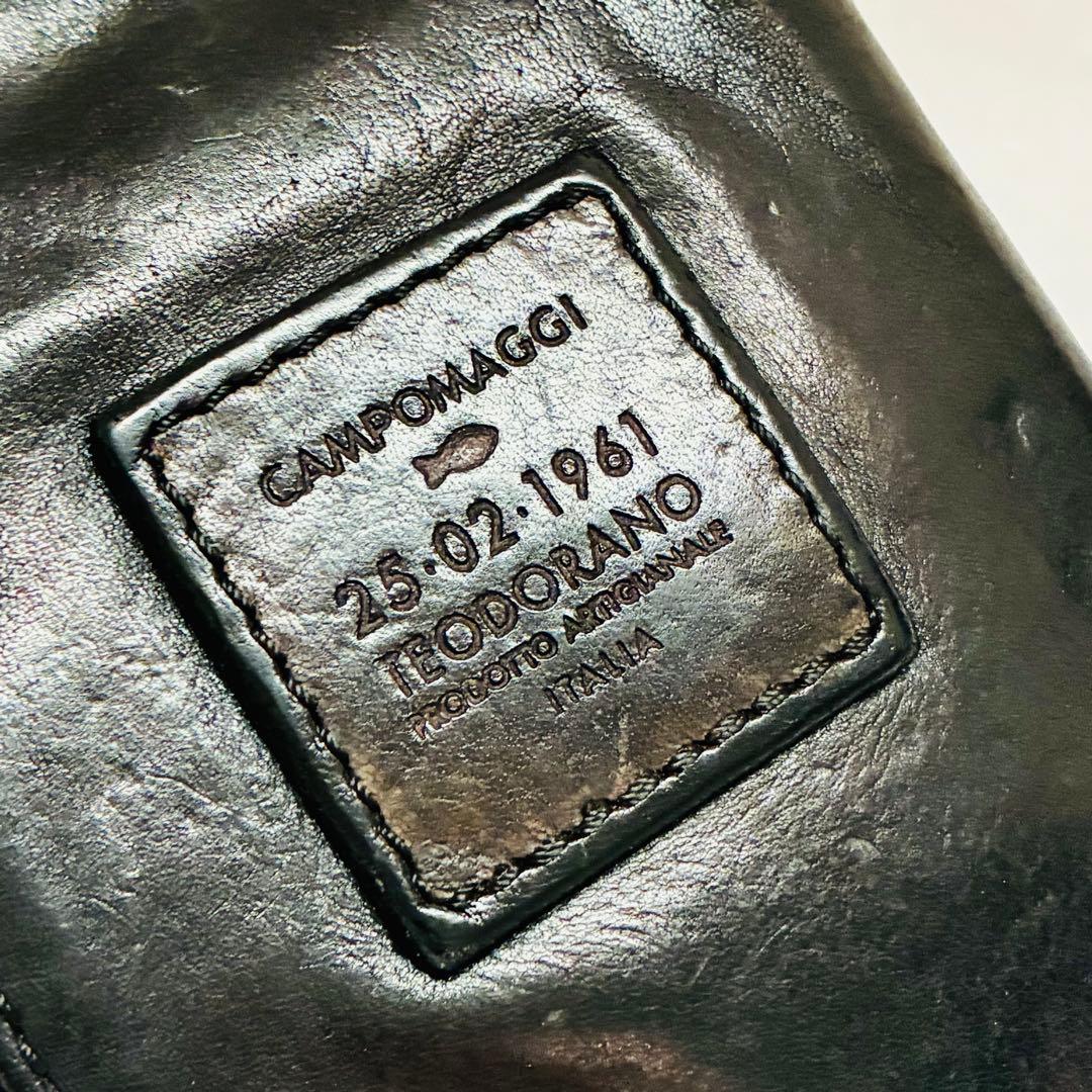 CAMPOMAGGI スタッズ　ミニ　ウォレット　黒　レザー　ラウンドジップ