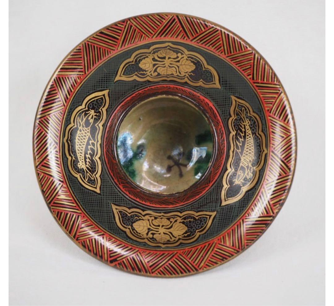 送料無料　江戸時代　豊楽焼『豊助』銘　盃・杯台　本物保証　★大珍品★