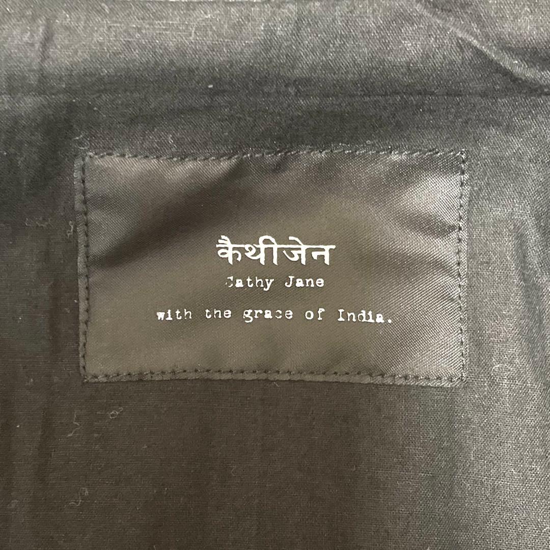 【美品】 Cathy Jane シュリンク加工羊革 レザージャケット 黒 1 S