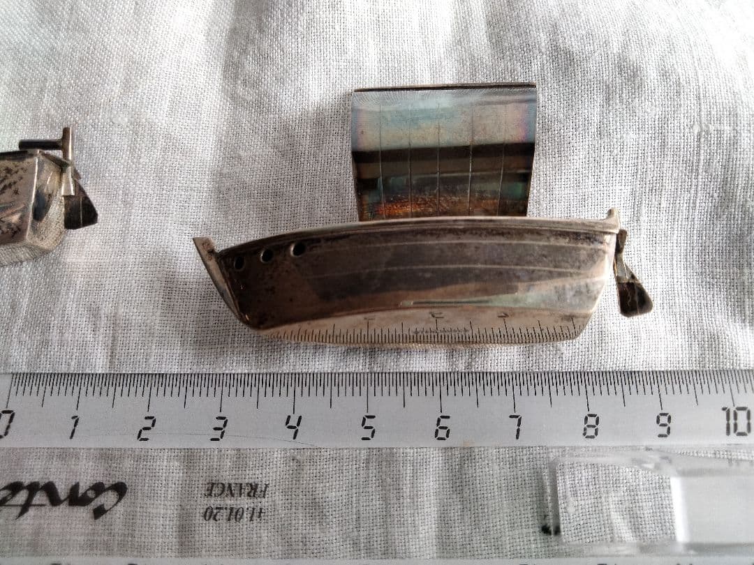 最終価格、日本製、工芸品、シルバーテ−ブルウェアー帆掛け船、二艘セット