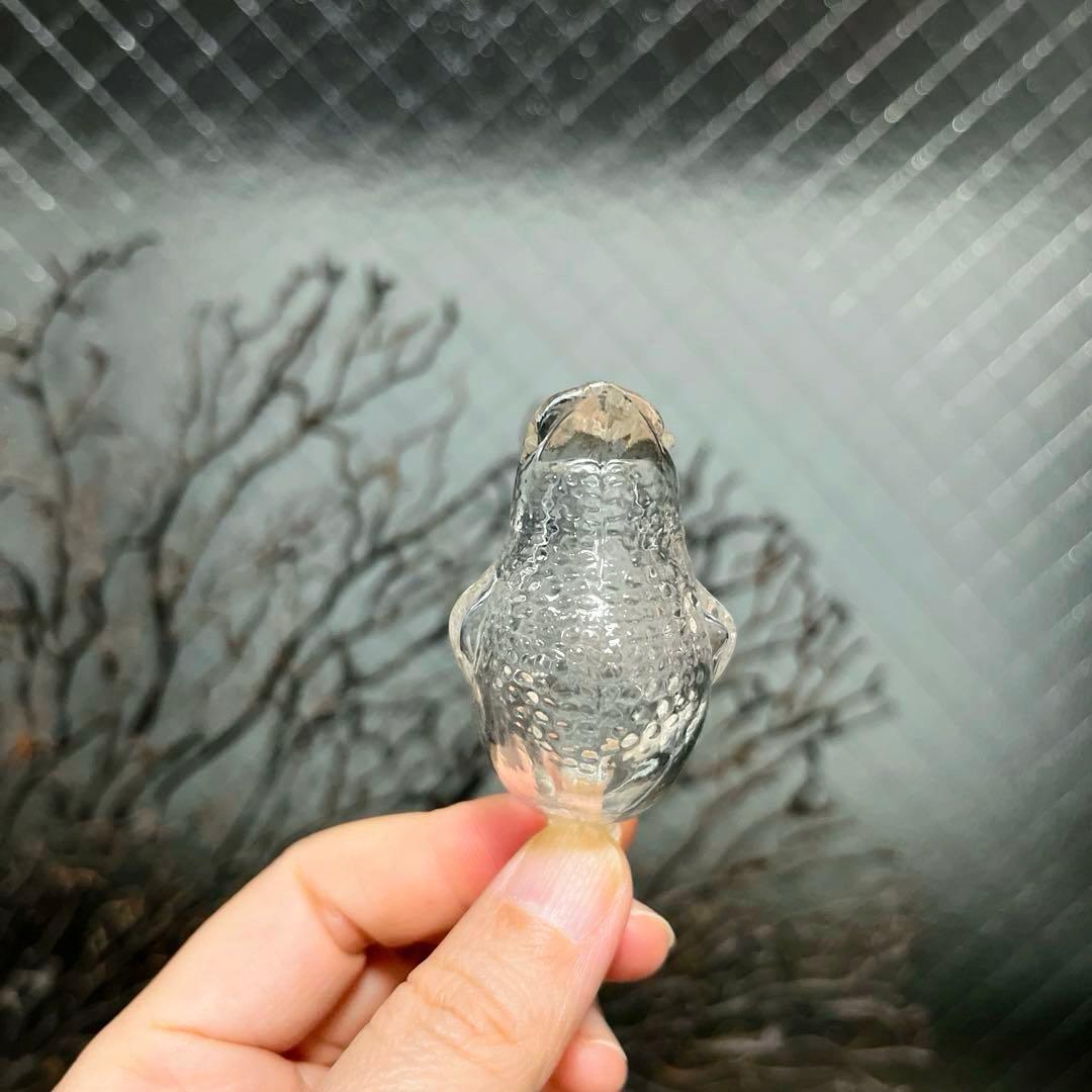 骨董　時代ガラス　プレスガラス　雀型　小鳥モチーフ　金平糖？香水瓶？ウランガラス