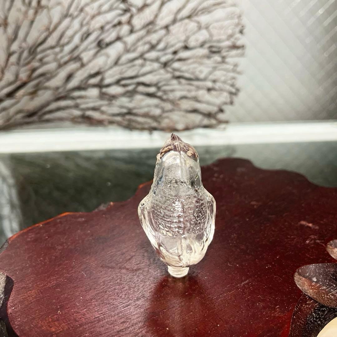 骨董　時代ガラス　プレスガラス　雀型　小鳥モチーフ　金平糖？香水瓶？ウランガラス