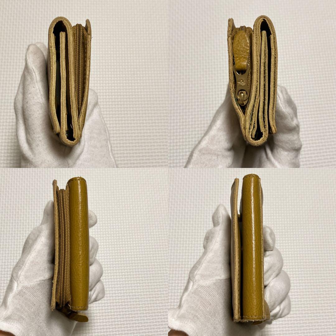 ・極美品　IL BISONTE　レザートリフォールドウォレット　カリーイエロー