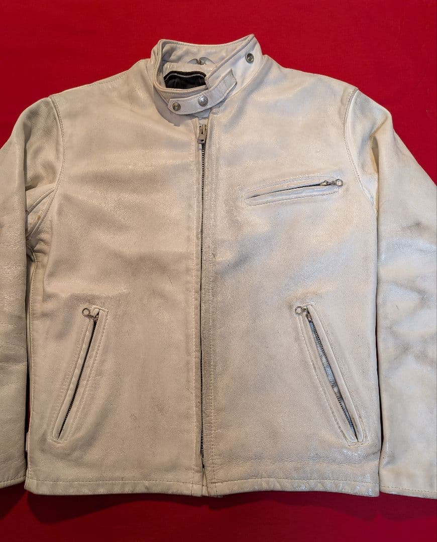 最終値下げ‼ 90s schott ホワイト シングルライダースジャケット305