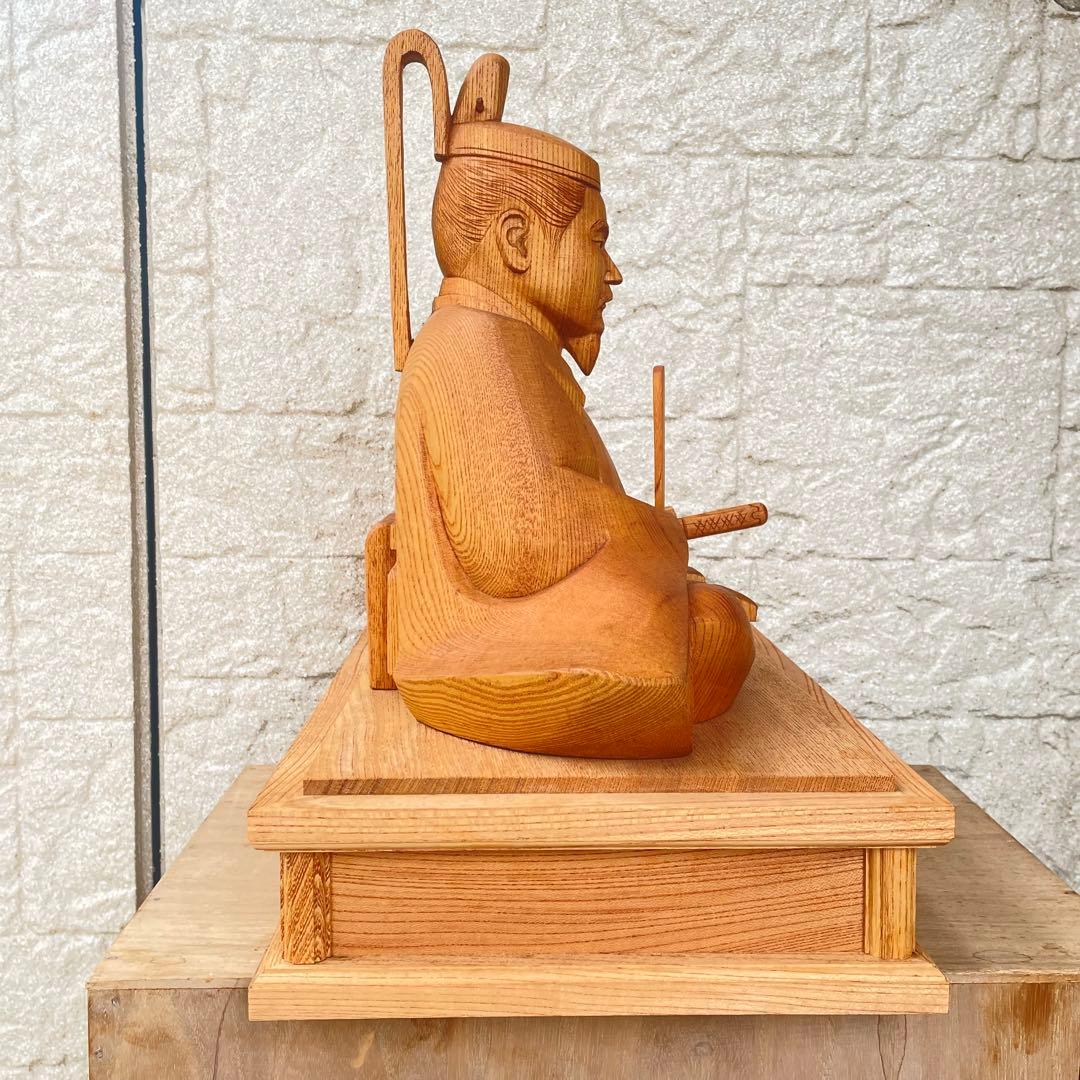 井波彫刻 木彫り 天神様 菅原道真公 菅公 学問の神様　共箱　伝統　工芸品
