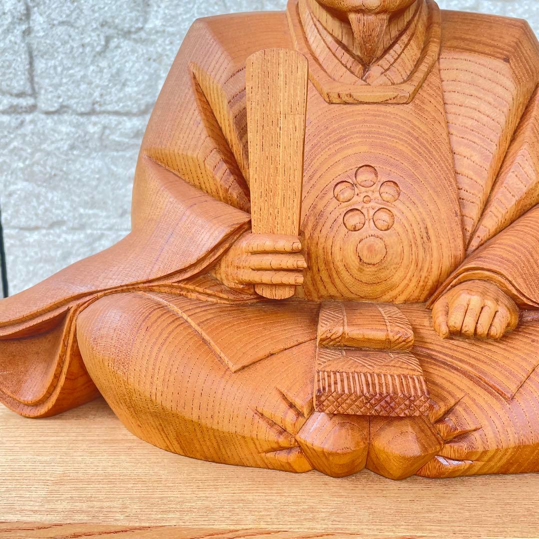 井波彫刻 木彫り 天神様 菅原道真公 菅公 学問の神様　共箱　伝統　工芸品