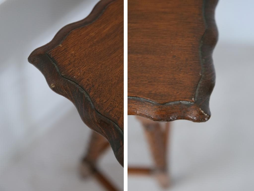 英国アンティーク木製サイドテーブル/オケージョナル机/飾り棚/花台(91-47)