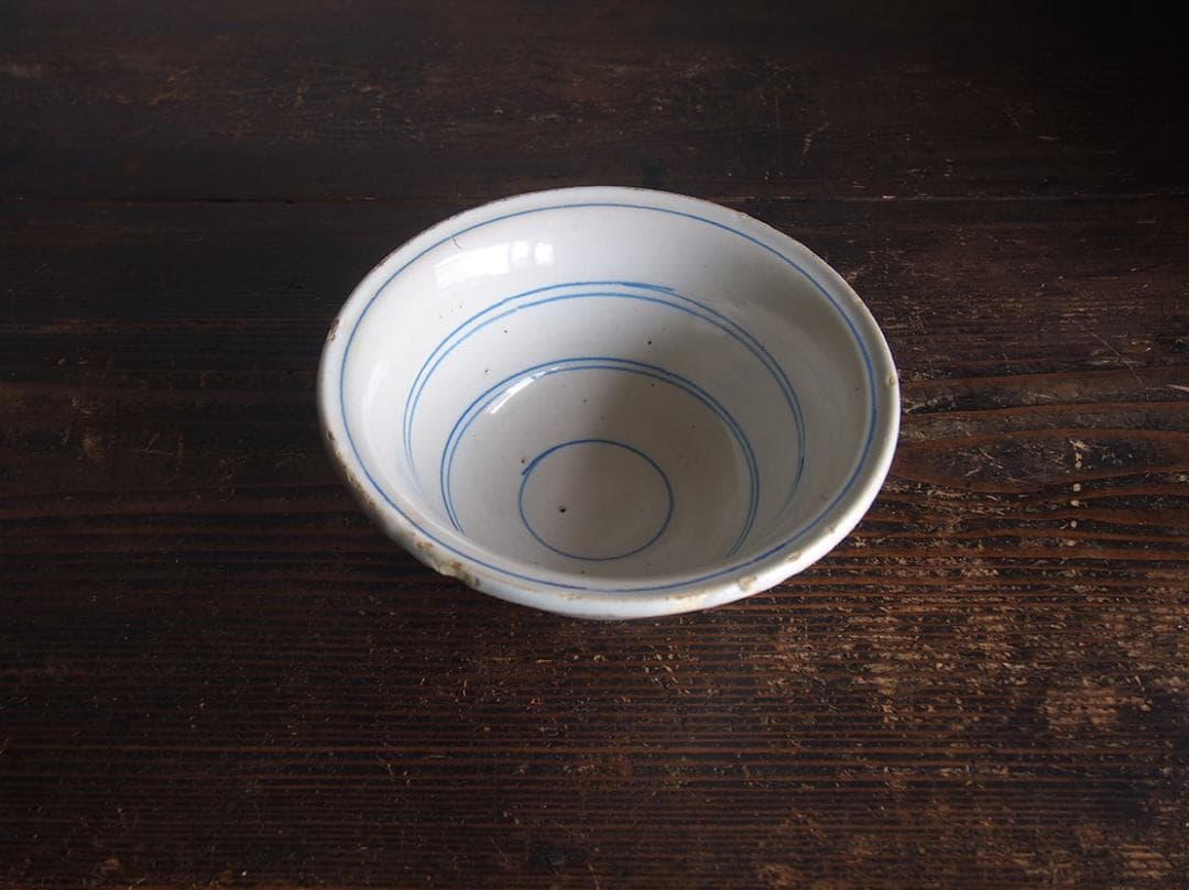 マニセス 青ライン 鉢 陶器 19世紀 スペイン古陶 スペインデルフト/K152