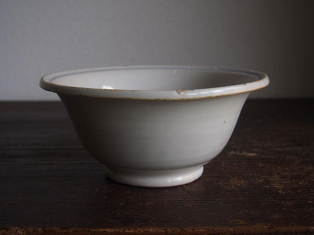 マニセス 青ライン 鉢 陶器 19世紀 スペイン古陶 スペインデルフト/K152