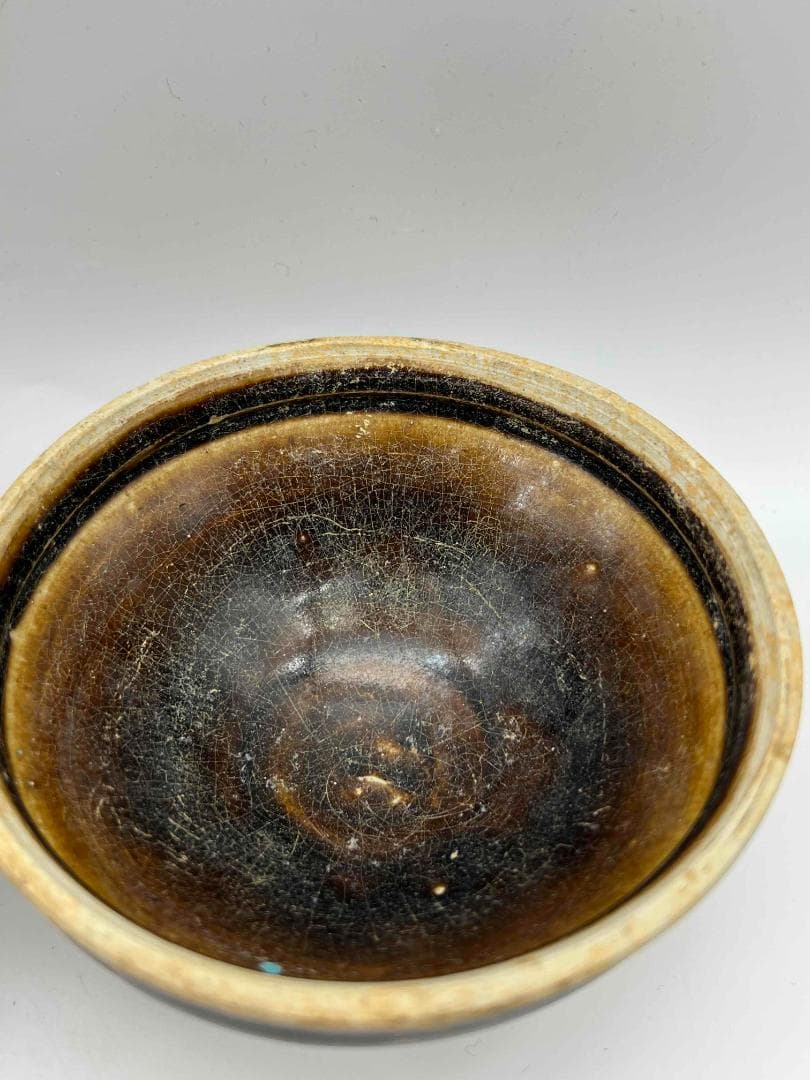 水芙蓉　遼から金時代 天目茶碗吉州窯茶盞宋時代黑釉窯変釉入茶碗(B-35)