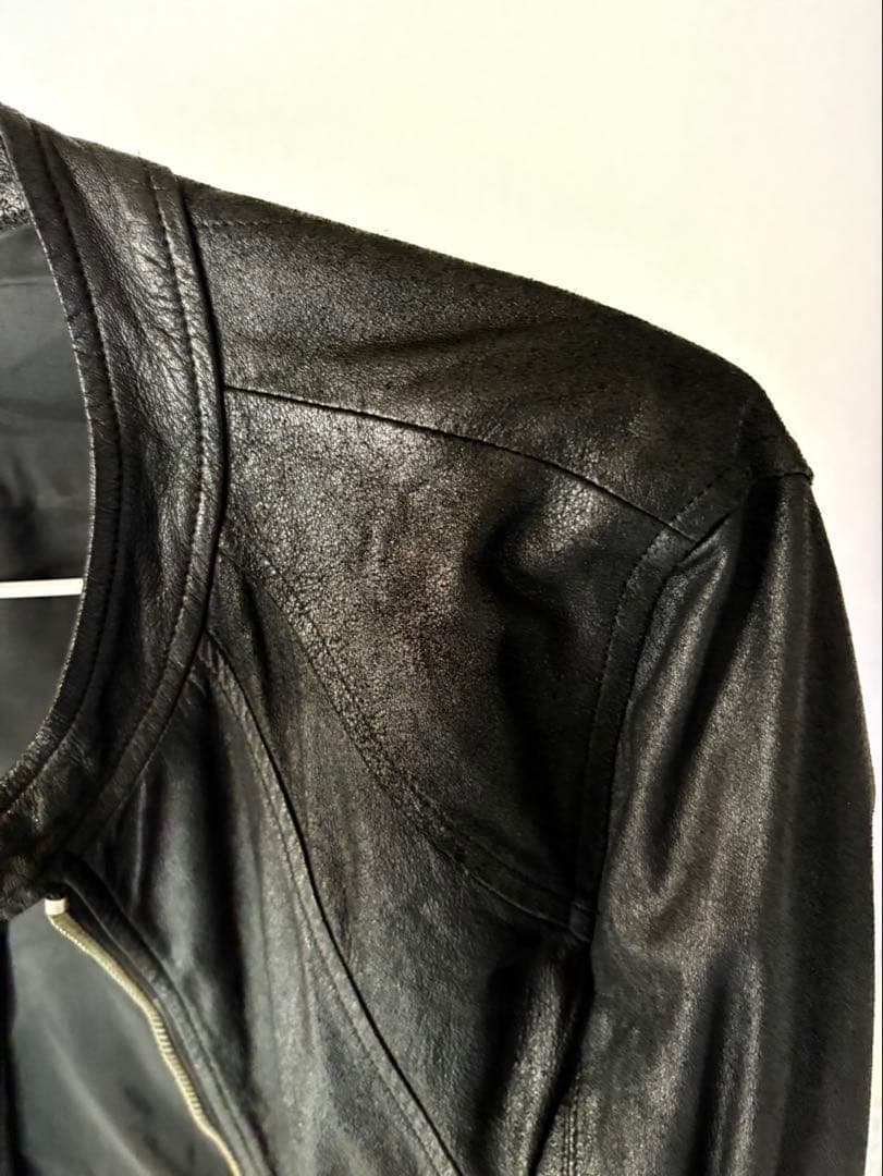 リックオウエンス　デストロイレザージャケット ブリスター　ブラック