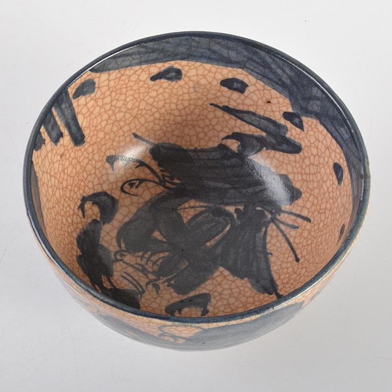 青木木米　聾米造　染付　寿老　茶碗　山本如仙 (八世尾形乾山)識箱　N　6362