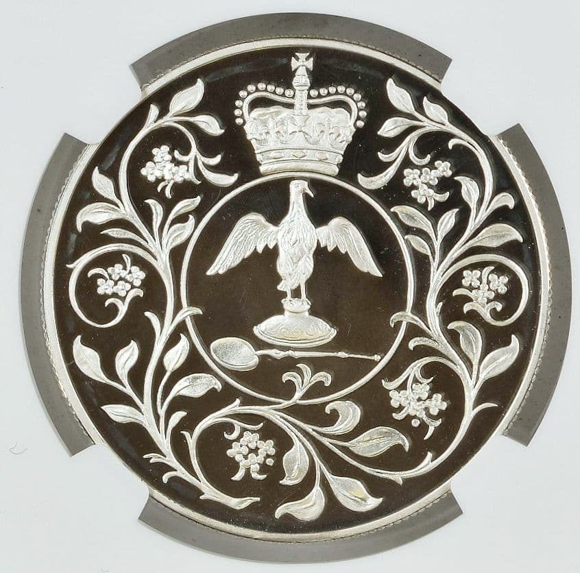 1977年 イギリス シルバージュビリー エリザベス2世 銀貨 PF69 箱付き