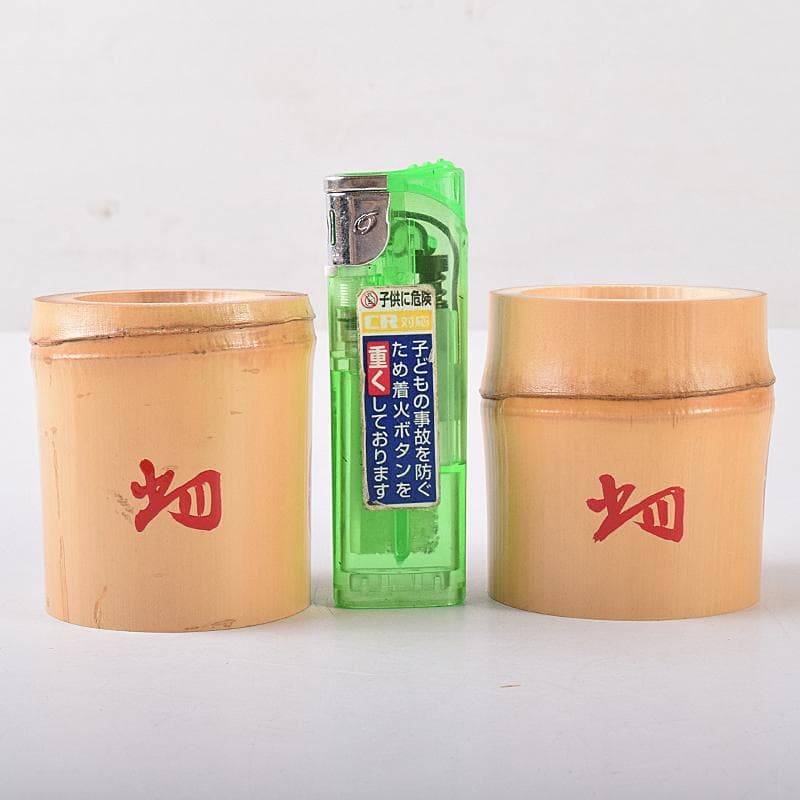 茶道具　古竹　雪月花　蓋置　一双　裏千家十四代淡々斎極め箱　V　R7979