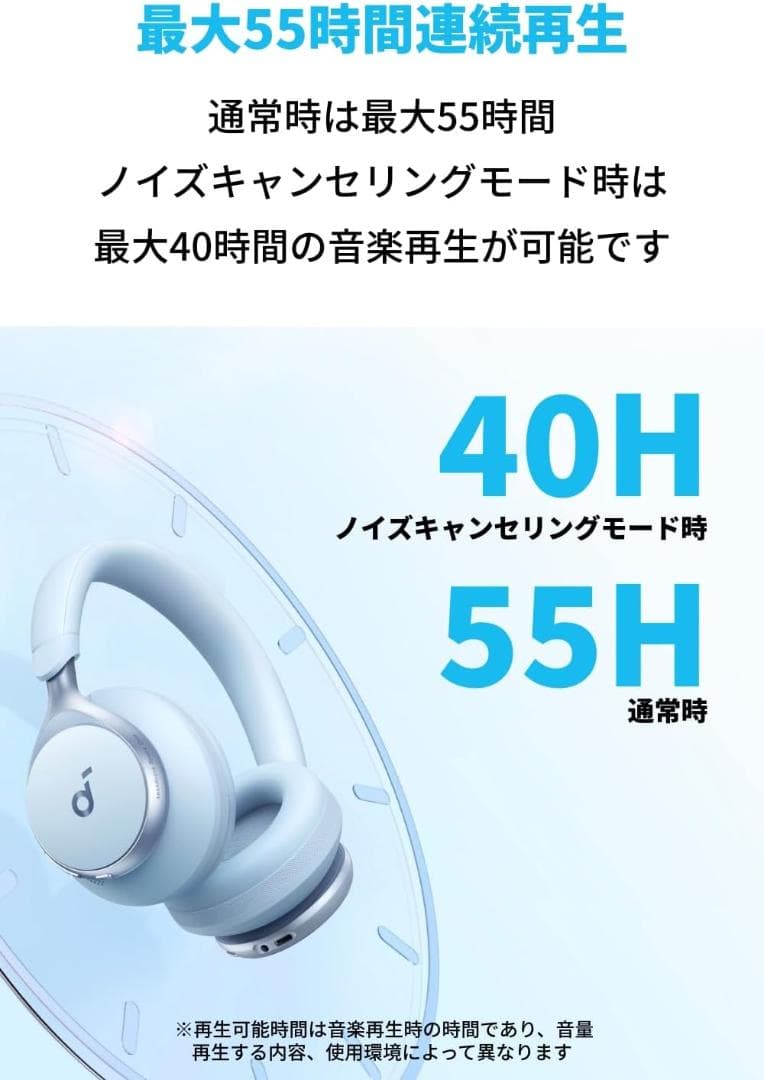 Anker Soundcore Space One ブルー ANC 55時間再生