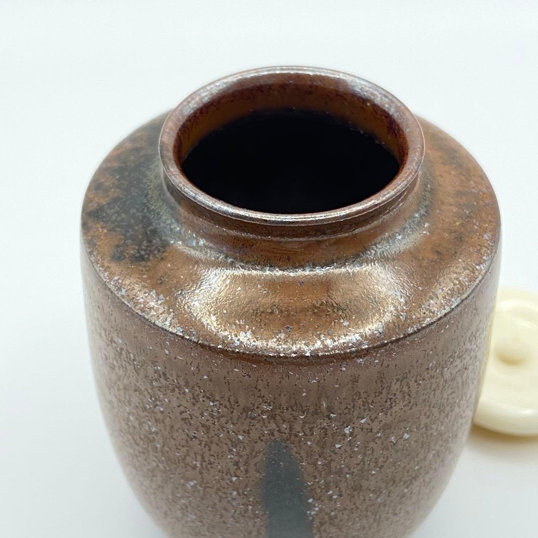 肩衝茶入 三笠山写　笹田有祥　共箱入　茶道具　濃茶器　仕覆:船越間道　古美術