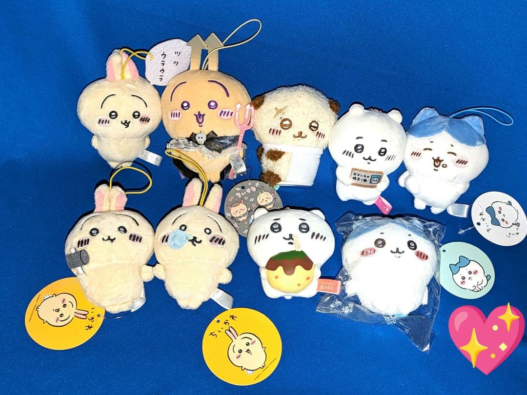 ♡美品♡ちいかわ♡ハチワレ・ラッコお師匠＆うさぎ♡ぬいぐるみマスコット♡グッズ♡