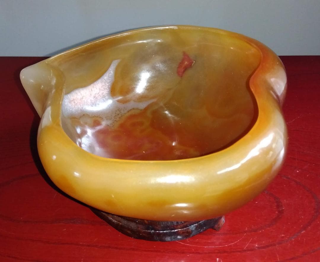 希少巨大瑪瑙ハート型彫り物オブジェ置物