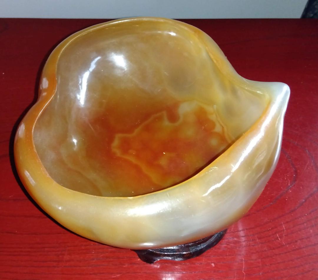 希少巨大瑪瑙ハート型彫り物オブジェ置物
