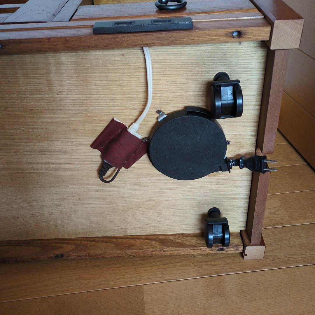 ポットワゴン　お座敷ワゴン　キャスター付　天然木　引き出し収納　電源コードあり