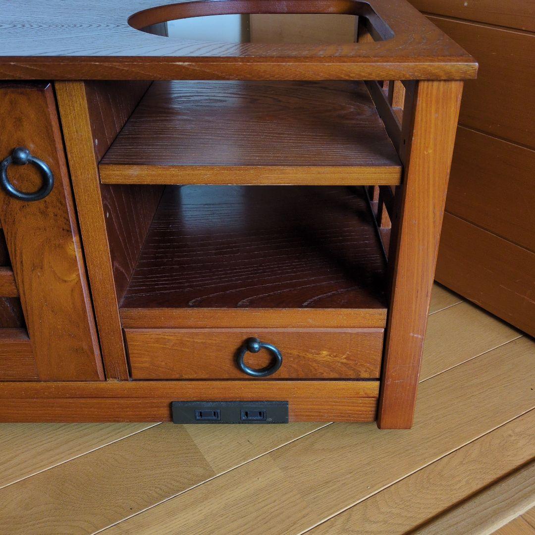 ポットワゴン　お座敷ワゴン　キャスター付　天然木　引き出し収納　電源コードあり