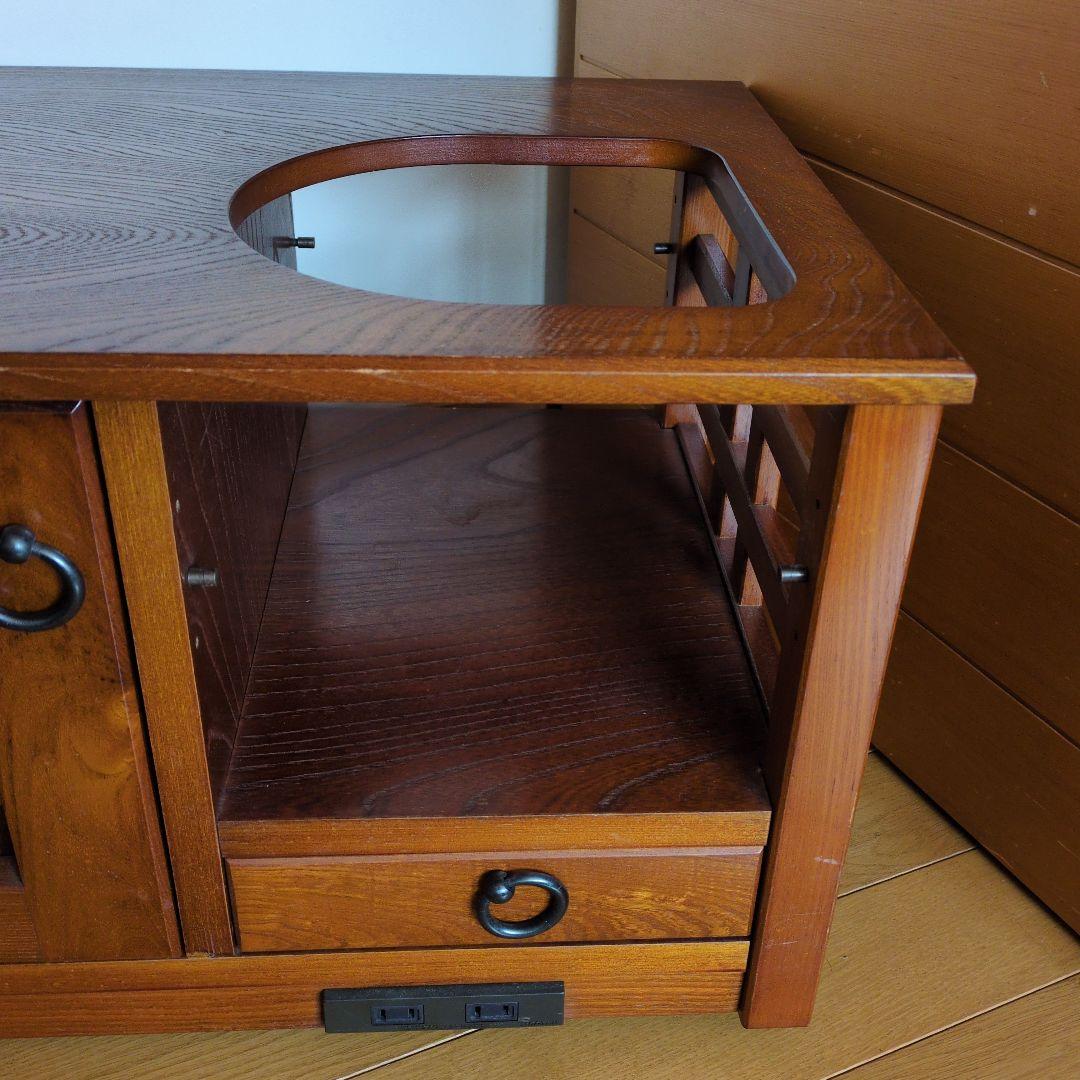 ポットワゴン　お座敷ワゴン　キャスター付　天然木　引き出し収納　電源コードあり