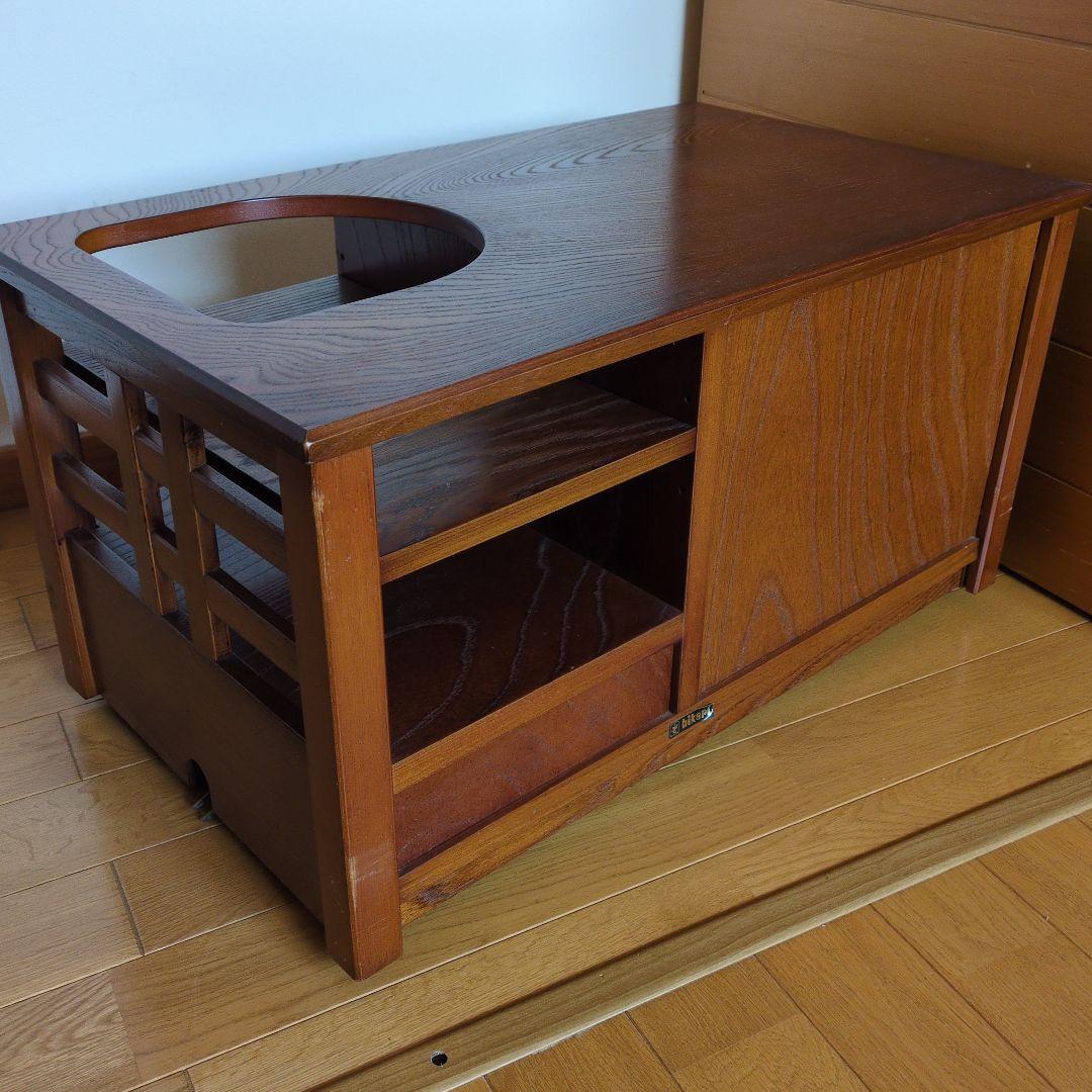 ポットワゴン　お座敷ワゴン　キャスター付　天然木　引き出し収納　電源コードあり