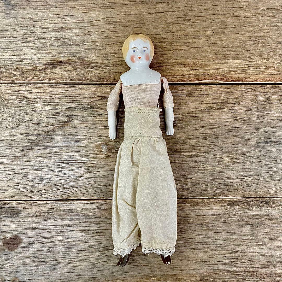 ドイツアンティーク チャイナヘッドドール 18.5cm ブロンド