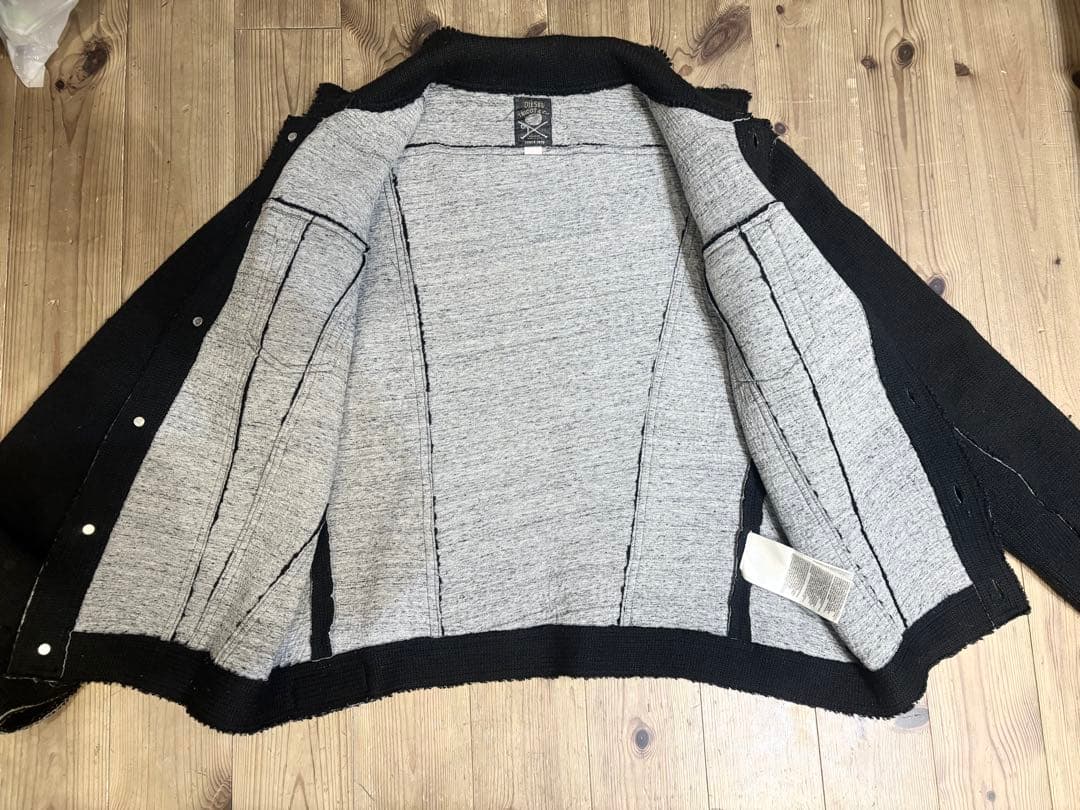 DIESEL ディーゼル　ニット生地　デニムジャケット調　ブラックジャケット