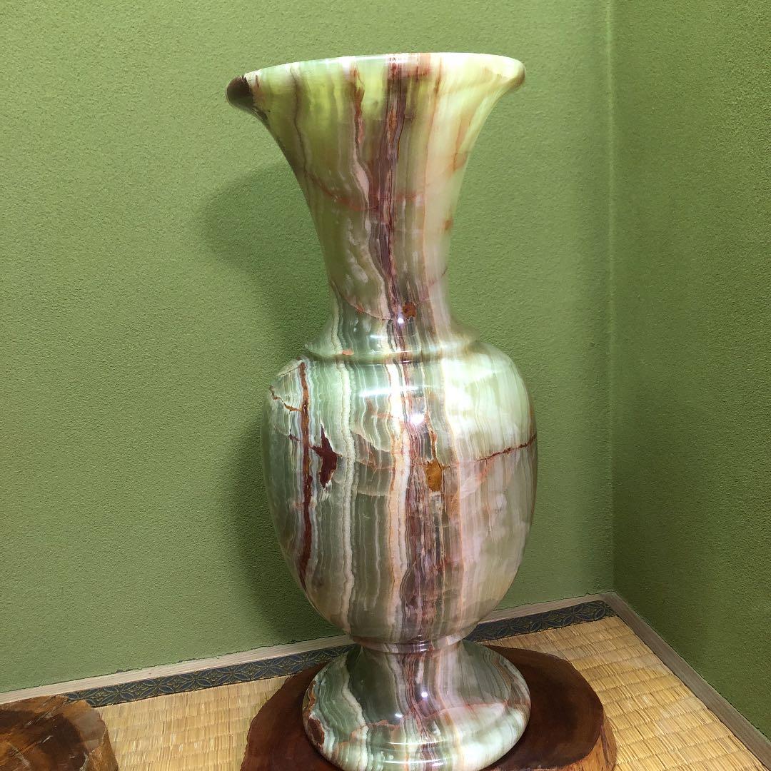【お値下げ】超希少　オニキス特大サイズ　飾り壺　運気アップ　玄関飾り　床の間飾り
