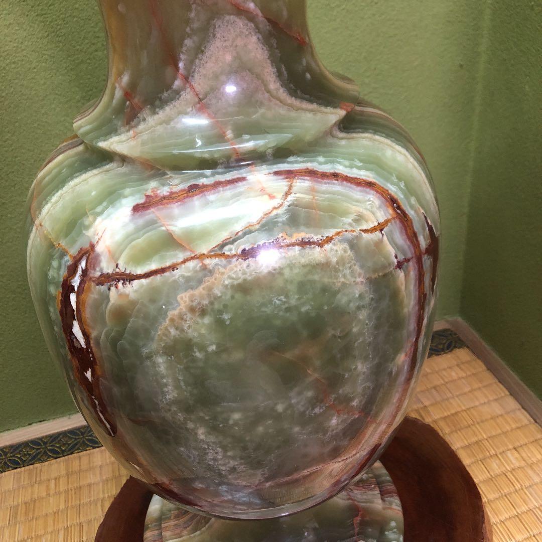 【お値下げ】超希少　オニキス特大サイズ　飾り壺　運気アップ　玄関飾り　床の間飾り