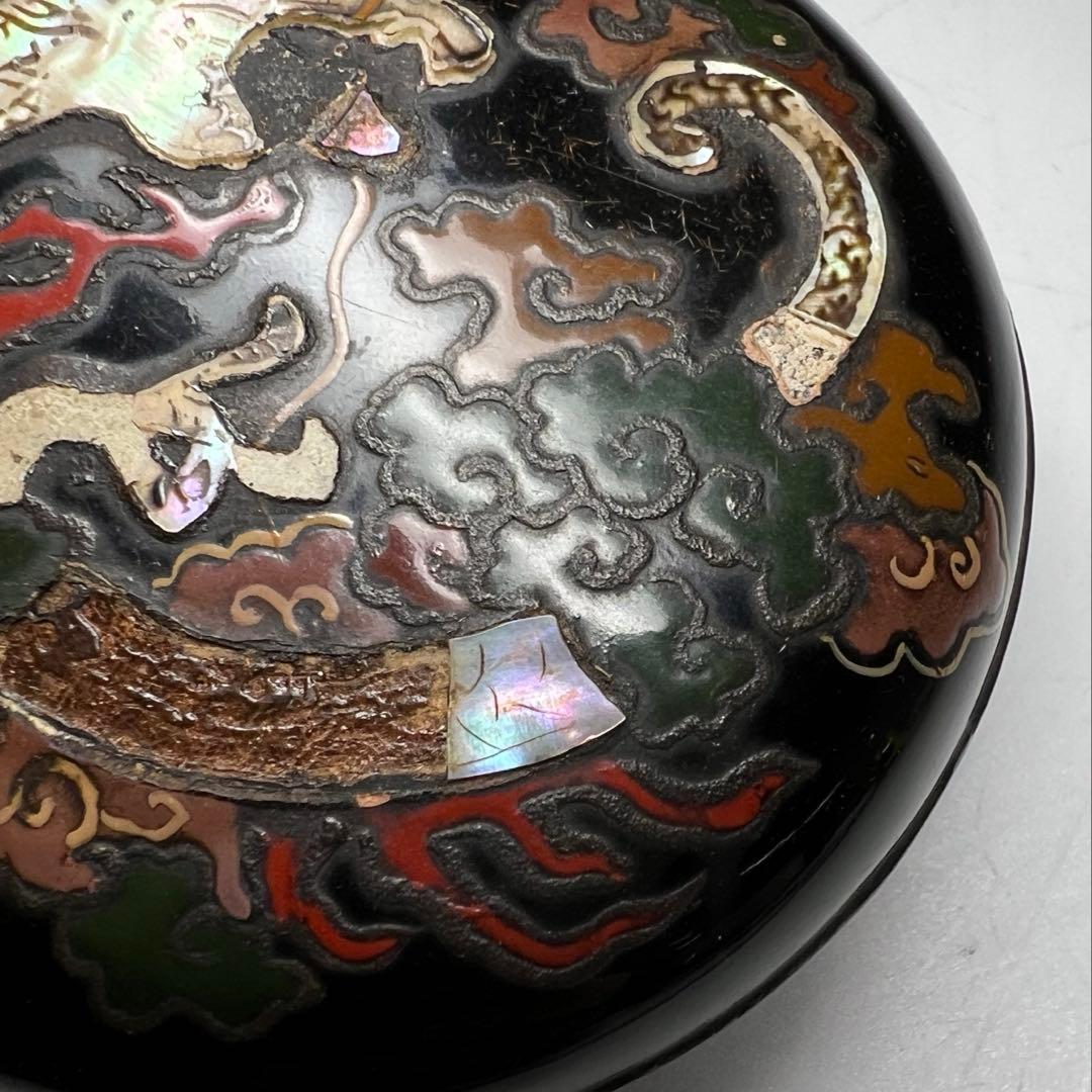 時代　青貝香合　共箱　直径約6㎝　東Y8-0106①タサオ