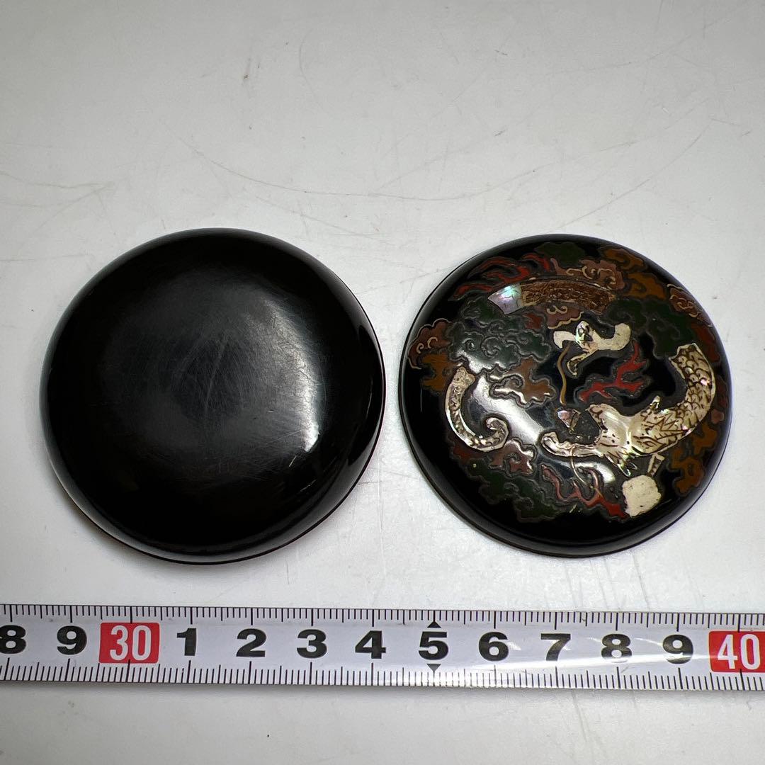 時代　青貝香合　共箱　直径約6㎝　東Y8-0106①タサオ