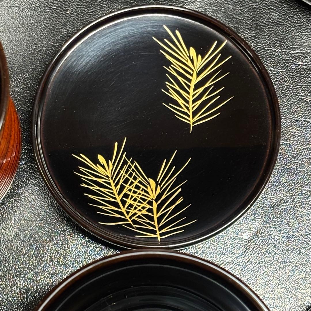 ★輪島塗！蒔絵付 輪島屋 小吸物椀 五客！『輪島屋造』！共箱！★