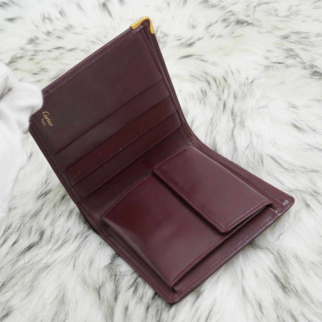 美品　箱付き　Cartier カルティエ　折り財布　マストライン　ボルドー　希少